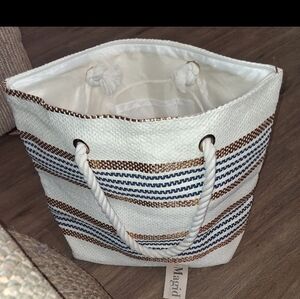 Magid White and Gold Cosmetic Bag